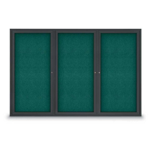 United Visual Products Sliding Door Indoor Enclosed Corkboard, 9 UV9029ACS-BRONZE-SURF - main